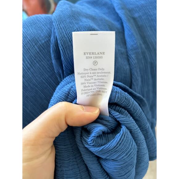 Everlane Cobalt Blue Crinkle Texture Scoop Neck Sleeveless Midi Shift Dress - Picture 5 of 7